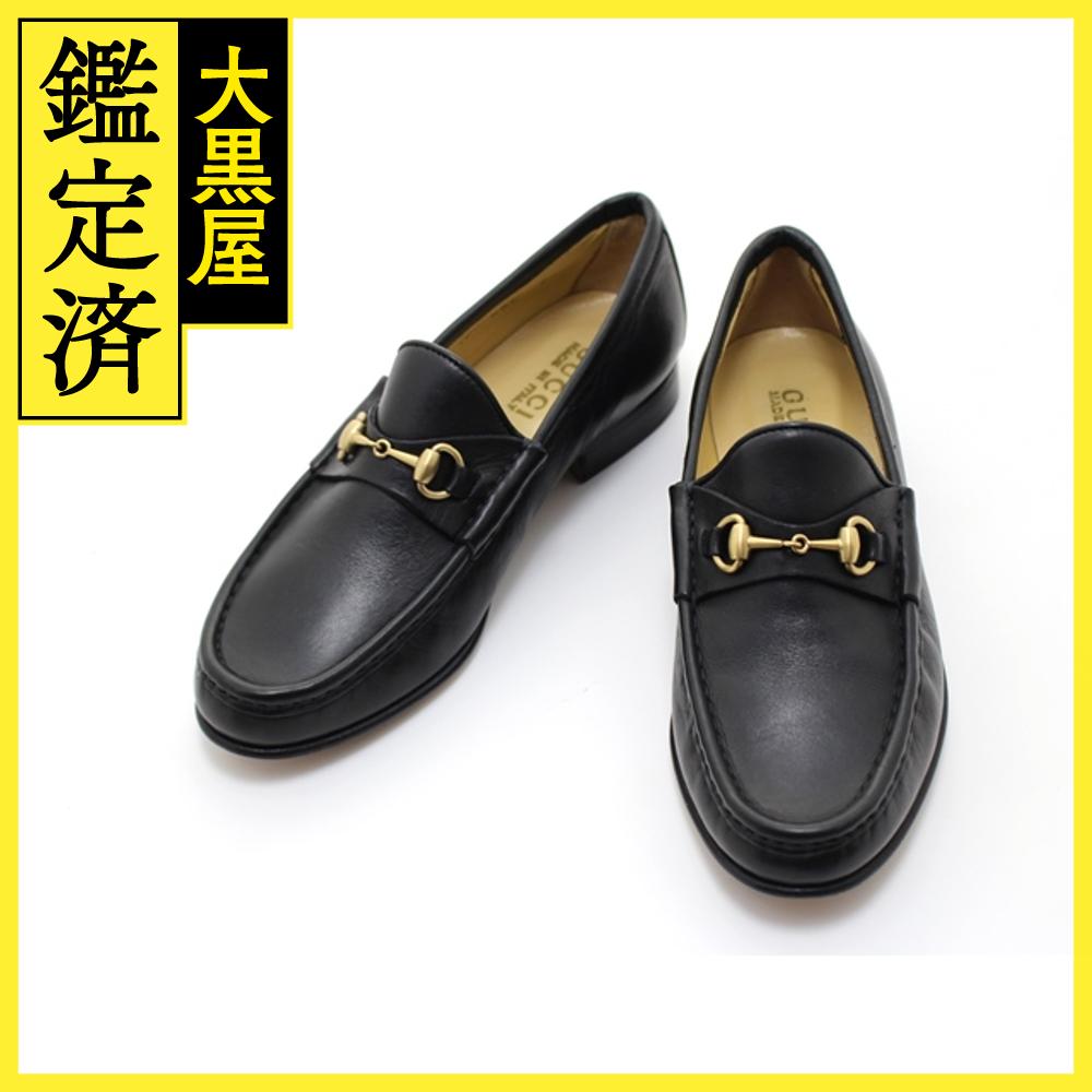 【美品】GUCCI グッチ ホースビット 黒銀 ローファー レザー 5ハーフB 美品】GUCCI グッチ ホースビット 黒銀 ローファー レザー 5