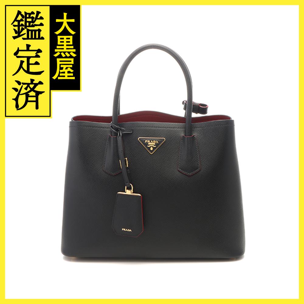 【超極美品】プラダ ダブルバッグ サフィアーノ トライアングルロゴ トートバッグ PRADA(プラダ) サフィアーノレザートライアングルロゴトート