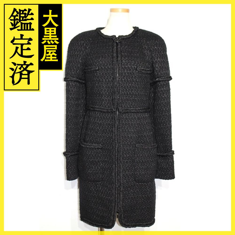 美品　シャネル　ベルテッド　ロングコート　ウール　ブラック　ココマーク　Aライン 楽天市場】CHANEL シャネル コート ウール ブラック #38