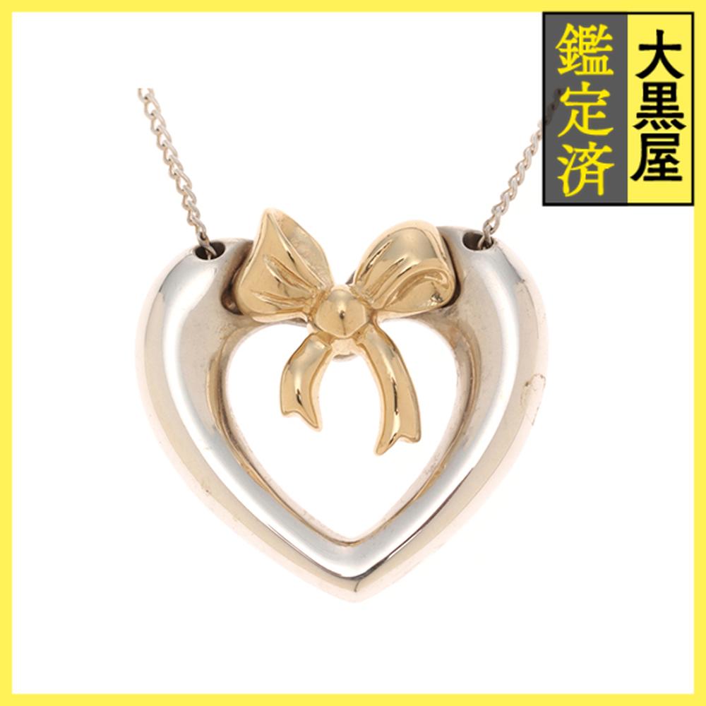 楽天市場】ティファニー ハート リボン ネックレス シルバー/K18YG