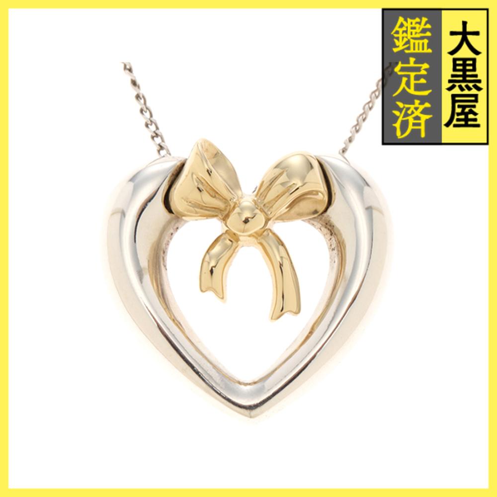 楽天市場】ティファニー ハート リボン ネックレス シルバー/K18YG