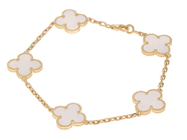 楽天市場 送料無料 Van Cleef Arpels ヴァンクリーフアーペル ブレスレット ヴィンテージアルハンブラブレス K18イエローゴールド ホワイトマザーパール 11 0g 470 中古 大黒屋 質屋 大黒屋