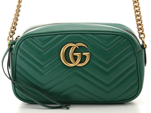 GUCCI グッチ バッグ GGマーモント ショルダーバッグ グリーン レザー ﾊﾞｯｸﾞ 447632 ショルダーバッグ レザー グリーン レディース【中古】