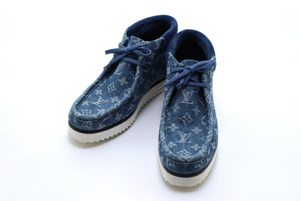 LOUIS VUITTON ルイヴィトン アンクルブーツ スニーカー モノグラムデニム ブルー メンズ8 2148104031570 【200】【中古】