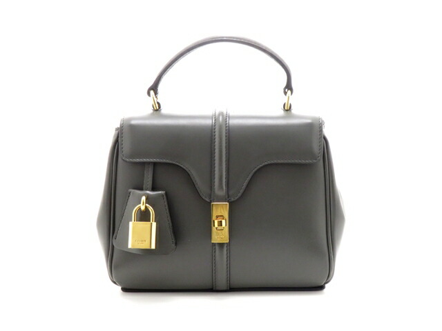 CELINE セリーヌ バッグ ミニ16 グレー レザー 197983BEY.10AN ショルダーバッグ レザー グレー レディース【中古】