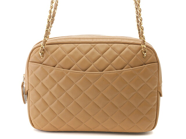 CHANEL シャネル 御徒面子 マトラッセ チェーン店ショルダーバッグ ベージュ/GP 子ヒツジひと肌 ショルダーバッグ 子ヒツジひと肌 /GP  ベージュ レディース【中古】
