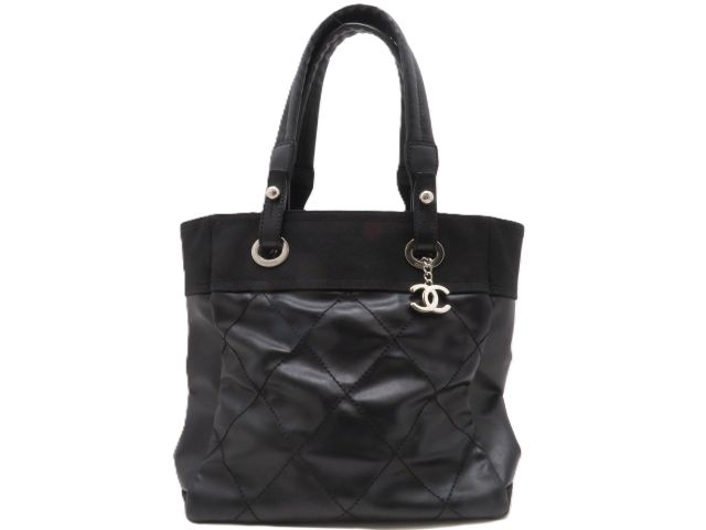 CHANEL シャネル バッグ パリビアリッツ トートPM ブラック/SV PVC/ナイロン バッグ A34208  トートバッグ コーティングキャンバス /ナイロン  ブラック レディース【中古】