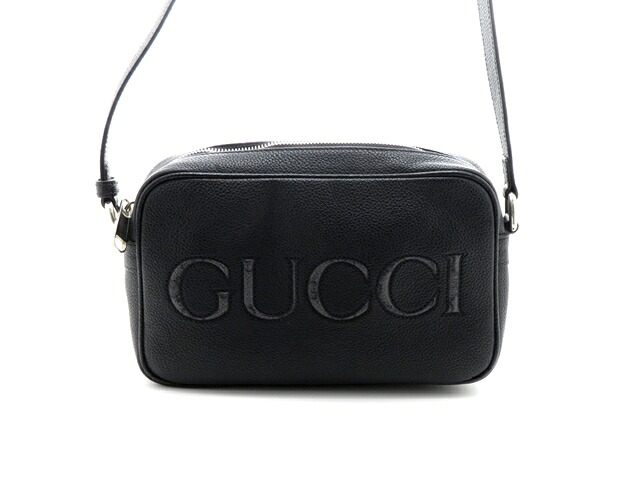 GUCCI グッチ バッグ エンボスロゴ ショルダーバッグ ブラック カーフ 768391 ショルダーバッグ ブラック ユニセックス【中古】