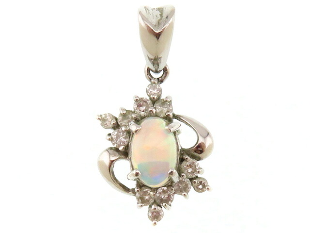JEWELRY ジュエリー ジュエリー PT900/D0.18ct/OP0.25ct/約2.2g 貴金属･宝石 ﾄｯﾌﾟ ペンダントトップ Pt900プラチナ Pt900/ダイヤモンド Pt900/オパール シルバー　 レディース【中古】