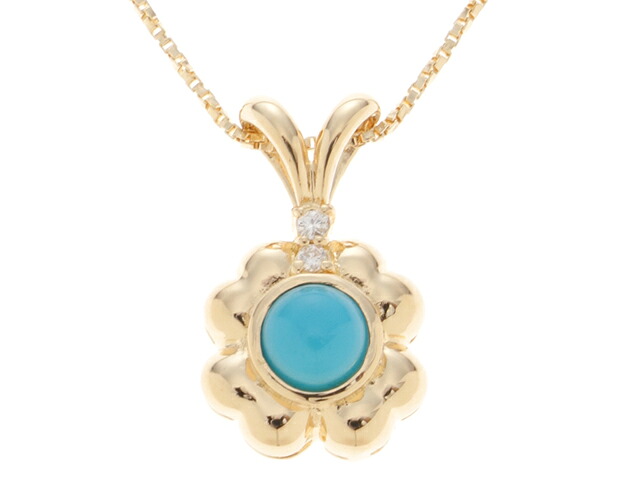 JEWELRY ジュエリー ジュエリー K18/TQ/D0.02ct/約3.3g 貴金属･宝石 ﾈｯｸﾚｽ ネックレス K18イエローゴールド K18YG/ターコイズ K18YG ゴールド レディース【中古】
