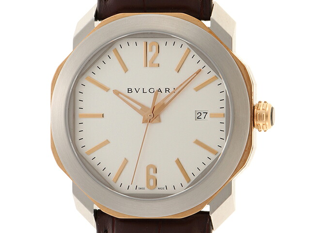 BVLGARI ブルガリ オクト OCP41SG 腕時計 ステンレススチール/レザー シルバー 自動巻き メンズ 2148103735035 【200】【中古】