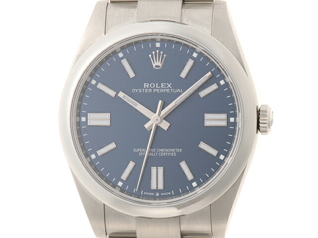 ROLEX ロレックス オイスター パーペチュアル 41 124300 腕時計 ステンレススチール SS ブライトブルー文字盤 自動巻き メンズ【中古】 585,816円