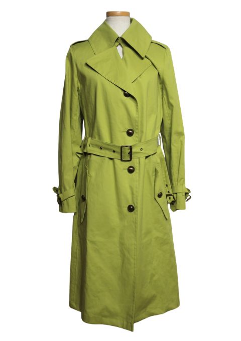 BURBERRY バーバリー シングルトレンチコート グリーン コットン ポリエステル レディース 2148104005502 【200】【中古】