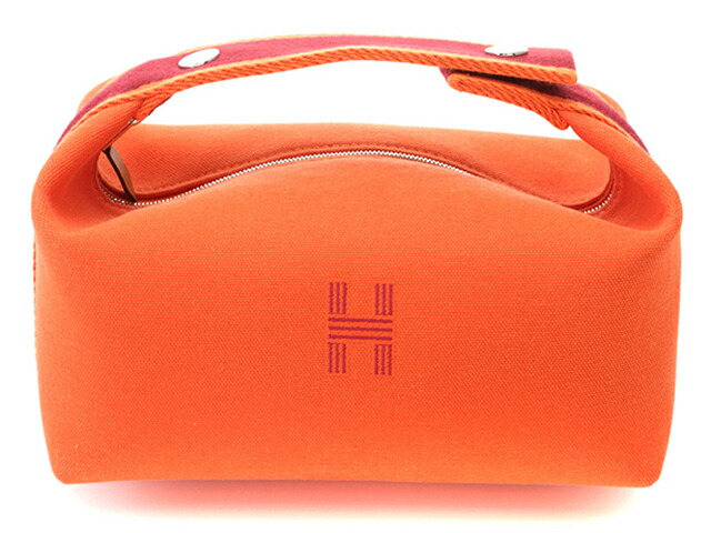 HERMES エルメス バッグ ブリッド・ア・ブラックPM H104222M 05 ハンドバッグ トワルシェブロン /コットン オレンジフー/シルバー金具 ユニセックス【中古】