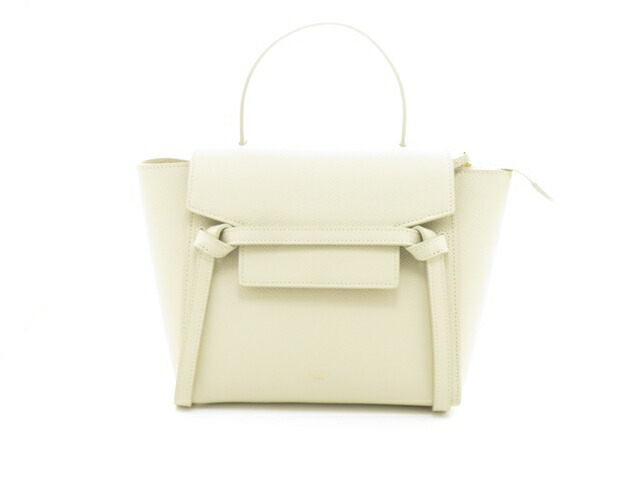 CELINE セリーヌ バッグ ベルトバッグ ナノ アイボリー レザー ハンドバッグ レザー ベージュ ベージュ レディース【中古】