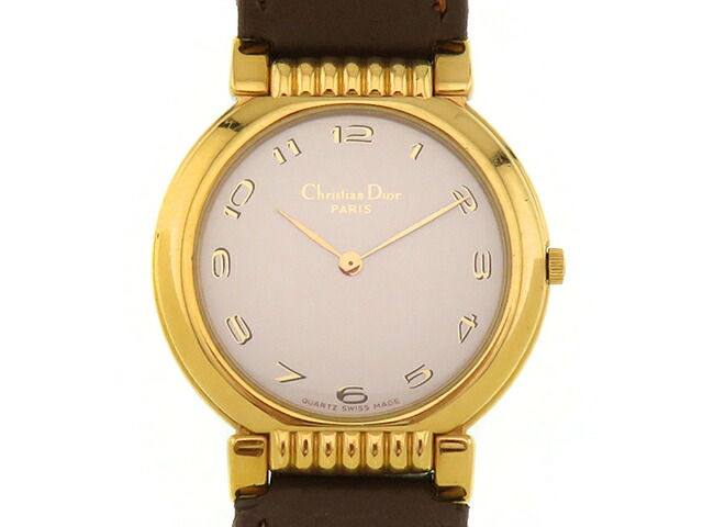 Dior ディオール 時計 57.121 腕時計 GP GP/本革 GP シルバー クオーツ シルバー文字盤 レディース【中古】