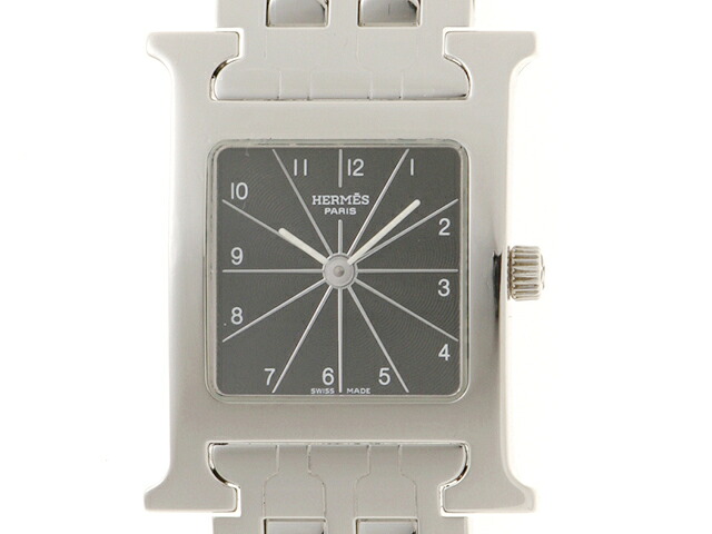 HERMES エルメス ウォッチ Hウォッチ 時計 HH1.210 腕時計 ステンレススチール SS ブラック クオーツ レディース【中古】