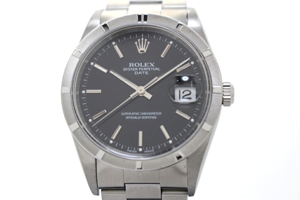 ROLEX ロレックス パーペチュアル デイト 15210 ステンレススチール ブラック 自動巻き メンズ 2148103963520 【200】【中古】