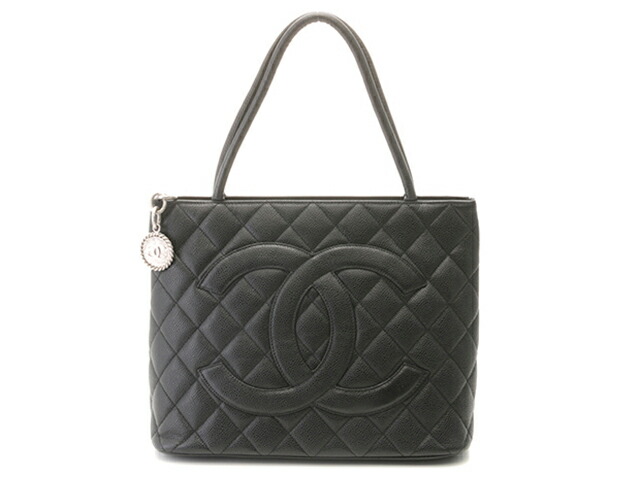 CHANEL シャネル バッグ マトラッセ 復刻トートバッグ ブラック/SV キャビアスキン　2148104042545　【205】 A01804 トートバッグ キャビアスキン ブラック レディース【中古】【205】
