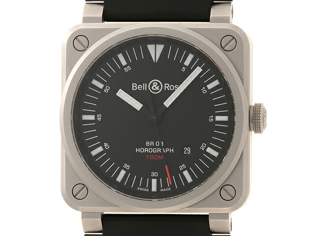Bell＆Ross ベル＆ロス ウォッチ ホログラフ 時計 BR0392-HOR-BLC/SRB 腕時計 ステンレススチール SS/ラバー ブラック 自動巻き ブラック文字盤 メンズ【中古】