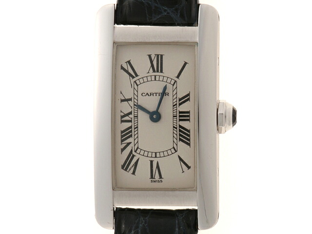 CARTIER カルティエ ウォッチ タンクアメリカンSM W2601956 腕時計 K18ホワイトゴールド K18WG/革 シルバー クオーツ シルバー文字盤 レディース【中古】【473】 295,218円