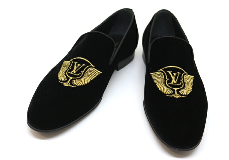 LOUIS VUITTON ルイ・ヴィトン 靴 オートュイユ ライン ローファー くつ ベロア ブラック メンズ【中古】