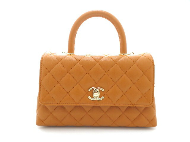 CHANEL シャネル 2WAYバッグ マトラッセ ココハンドルXS ブラウン ゴールド金具 A92990 ショルダーバッグ キャビアスキン ブラウン レディース【中古】【473】