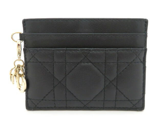 Dior ディオール カードホルダー レディディオールフリーシア S0974ONMJ_M900 カードケース ラムスキン ブラック レディース【中古】【473】