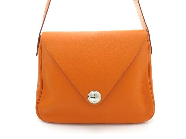 HERMES エルメス クリスティーヌ オレンジ シルバー金具 ショルダーバッグ トリヨンクレマンス オレンジ □C刻印　1999年製造刻印 レディース【中古】【473】