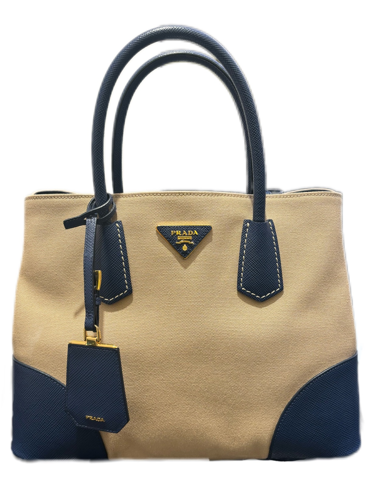 PRADA プラダ バッグ 2wayダブルバッグ ベージュ/ブルー キャンバス/サフィアーノ ﾊﾞｯｸﾞ BN2775 ショルダーバッグ キャンバス/レザー ブル レディース【中古】208 55,301円