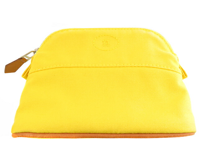 HERMES エルメス ボリードポーチ ミニミニ16 イエロー/シルバー ポーチ キャンバス 2148104050786【中古】【207】