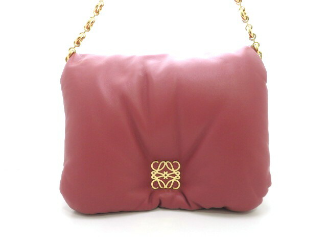 LOEWE ロエベ パファーゴヤバッグ AP40P41X01 ショルダーバッグ ラムスキン ピンク レディース【中古】【473】