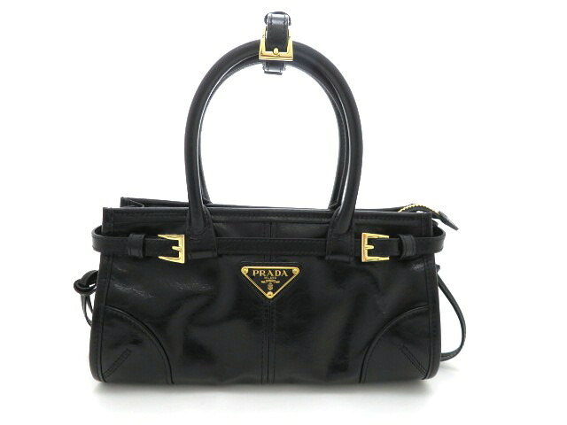 PRADA プラダ ボニー ミニ ブラック 2WAYバッグ 1BA486 ショルダーバッグ レザー レディース【中古】【473】