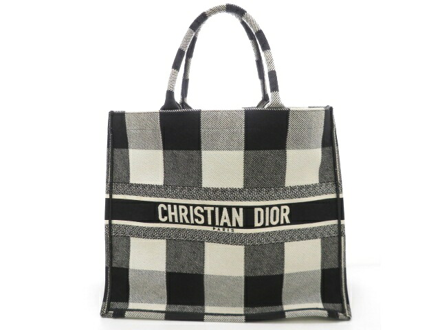 Dior ディオール ブックトートラージ M1286ZRKQ トートバッグ キャンバス ブラック ホワイト ユニセックス【中古】【473】