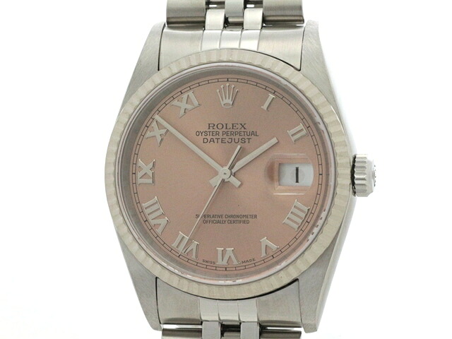 ROLEX ロレックス デイトジャスト 16234 腕時計 K18WG/ステンレス ピンク 自動巻き ピンクローマ文字盤 メンズ【中古】【473】