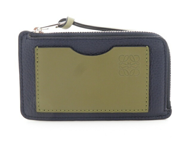 LOEWE ロエベ バッグ コインカードホルダー アビスブルー/オリーブ カーフ ｻｲﾌ･小物 262417 コインケース カーフ ネイビー ネイビー ユニセックス【中古】【437】