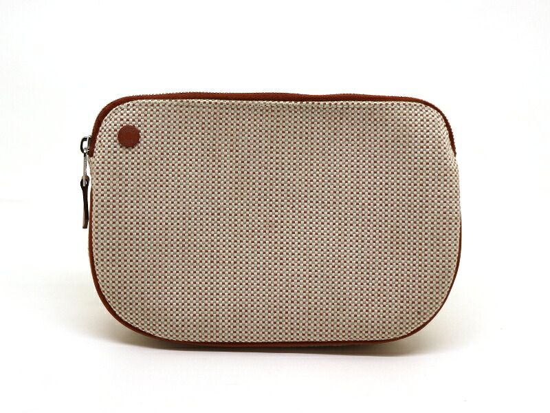 HERMES エルメス バッグ エシャペ コニャック/SV サイフ・小物 H103607M 02 ポーチ トワルアッシュ コニャック/SV ユニセックス【中古】【200】