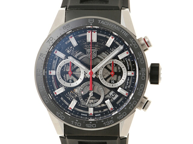 TAG HEUER タグホイヤー カレラ キャリバーホイヤー02 クロノグラフ CBG2010.FT6143 腕時計 ステンレススチール/ラバー グレー（スケルトン） メンズ 2147100560572 【200】【中古】