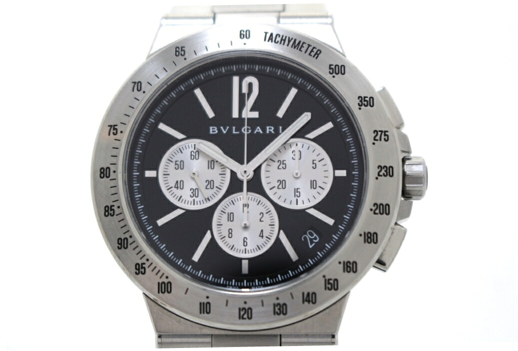 BVLGARI ブルガリ ディアゴノ ヴェロチッシモ DG41BSSDCHTA 腕時計 ステンレススチール ブラック メンズ 2148103957062 【200】【中古】