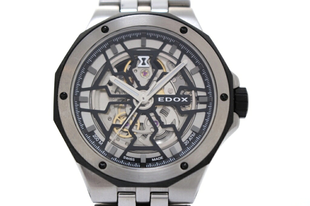 EDOX エドックス デルフィン メカノ オートマティック 85303 腕時計 ステンレススチール スケルトン 2148103957956 【200】【中古】