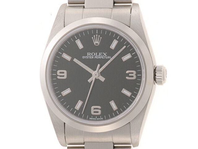 ROLEX ロレックス ウォッチ オイスター パーペチュアル 時計 77080 腕時計 ステンレススチール ブラック 自動巻き ブラック文字盤 ユニセックス【中古】