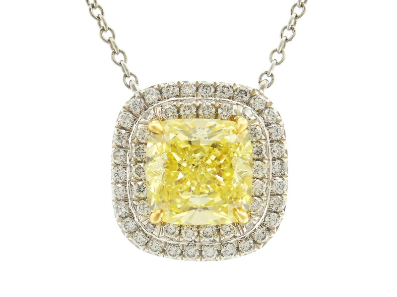 TIFFANY&Co　ティファニー　ソレストネックレス　イエローダイヤモンド　Pt950　プラチナ　YG　イエローゴールド　鑑定書　2143700210855　【中古】