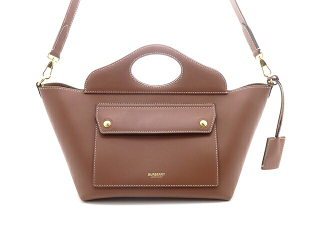 BURBERRY バーバリー バッグ ソフトポケットトートバッグ タン カーフ ﾊﾞｯｸﾞ 8039045 ハンドバッグ カーフ ブラウン ブラウン レディース【中古】