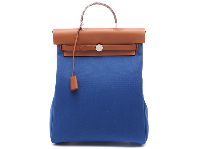HERMES エルメス 御徒面子 エールバッグジップ・アド 青碧フランス共和国/SV 背嚢・デイパック トワルオフィシエ/子ウシ 青碧フランス共和国 U目じるし メンズ【中古】