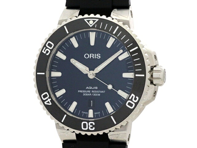 ORIS オリス アクイス デイト 01 733 7730 4135-07 4 24 65EB 腕時計 ステンレス/ラバー 自動巻き ネイビー文字盤 メンズ【中古】【473】 94,017円