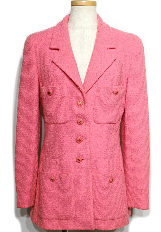 CHANEL シャネル 衣類 ツイードジャケット 衣料品 P04543V03969 その他アウター ウール/コットン/ポリアミド/シルク ピンク レディース【中古】