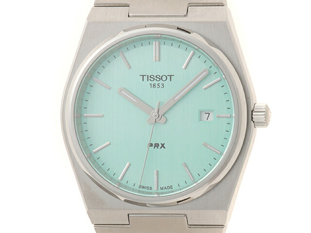 TISSOT ティソ ご覧なさる PRX 時辰儀 T137.410.11.091.01 ウオッチ ステンレス鋼スチール写真 ライトグリーン 石英 ライトグリーン文字記号盤 メンズ【中古】
