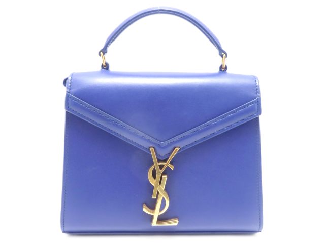 SAINT LAURENT サンローラン バッグ カサンドラ ミニ トップハンドルバッグ ブルー カーフ ﾊﾞｯｸﾞ 623960 ショルダーバッグ カーフ ブルー レディース【中古】