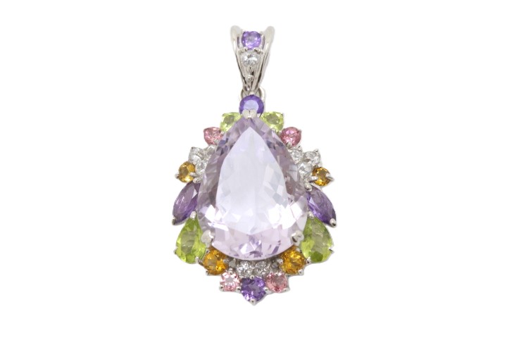 JEWELRY ノンブランドジュエリー ペンダントトップ K18WG ホワイトゴールド マルチカラーストーン 9.83ct 貴金属･宝石 レディース【中古】460｜質屋　大黒屋 94,017円