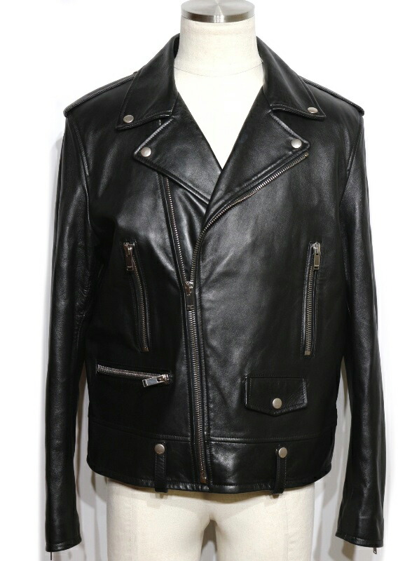 SAINT LAURENT サンローラン 衣類 ライダースジャケット 衣料品 484284 その他アウター レザー/コットン/キュプラ/羊革 ブラック メンズ【中古】